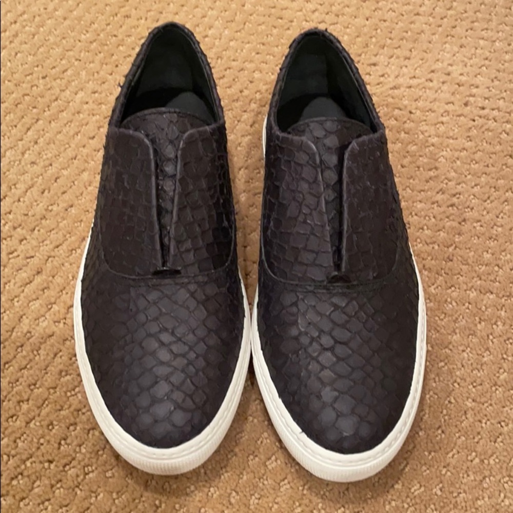Vince Black Python Slip Ons
